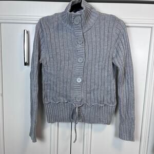 Faded Glory Gray Ribbed Button Sweater